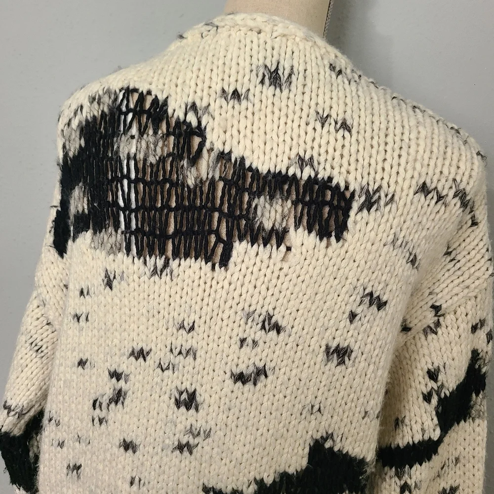 LIne Black and‎ Cream Button Up Sweater Size XS